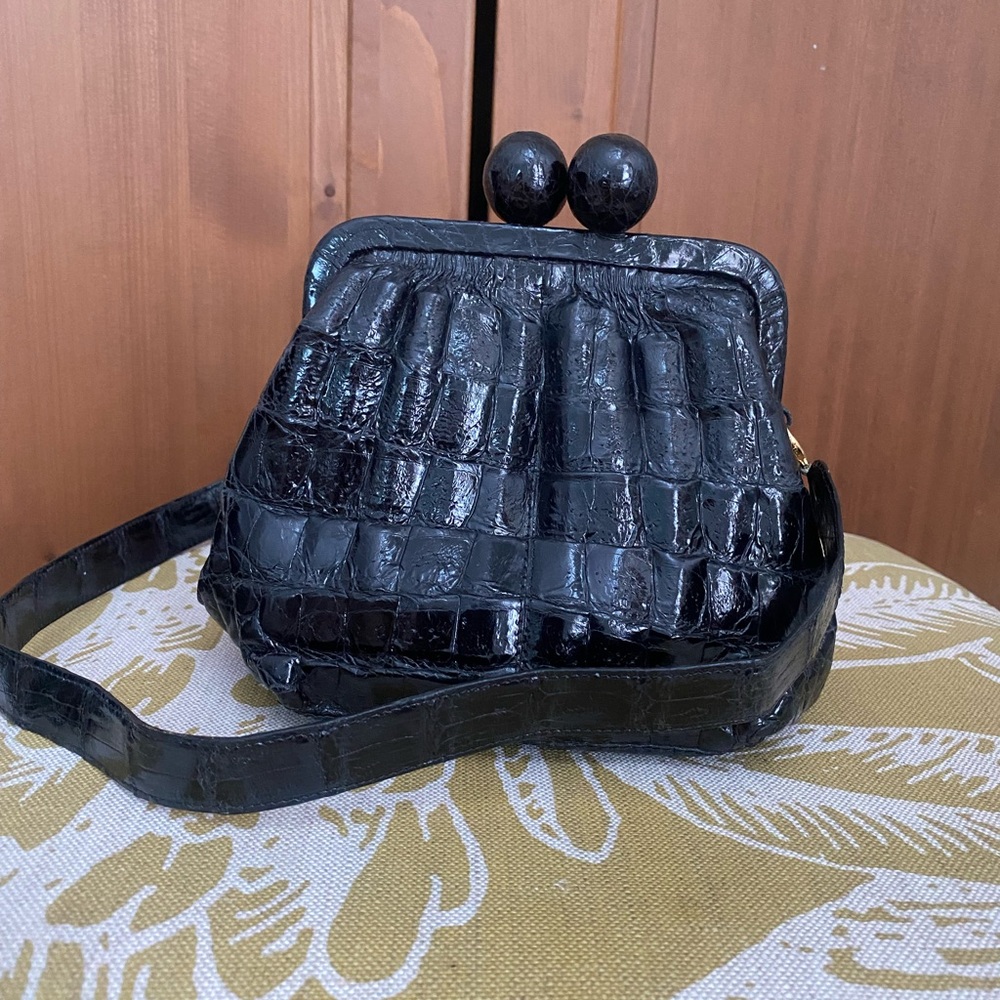 Nancy Gonzalez Black Crocodile authentic evening purse